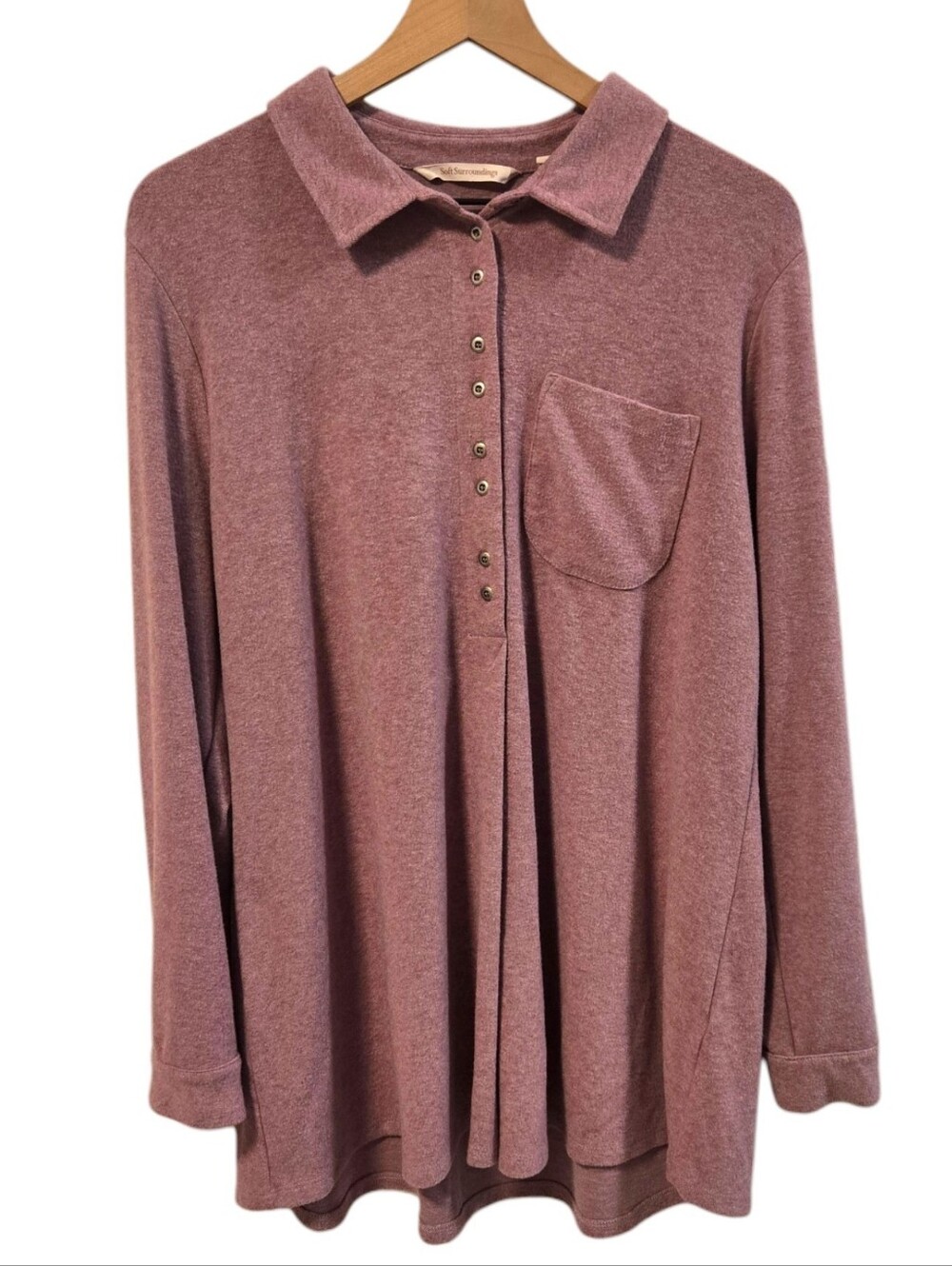 Soft Surroundings Heathered Mauve Pink Purple Take It Easy Pullover Tunic Large